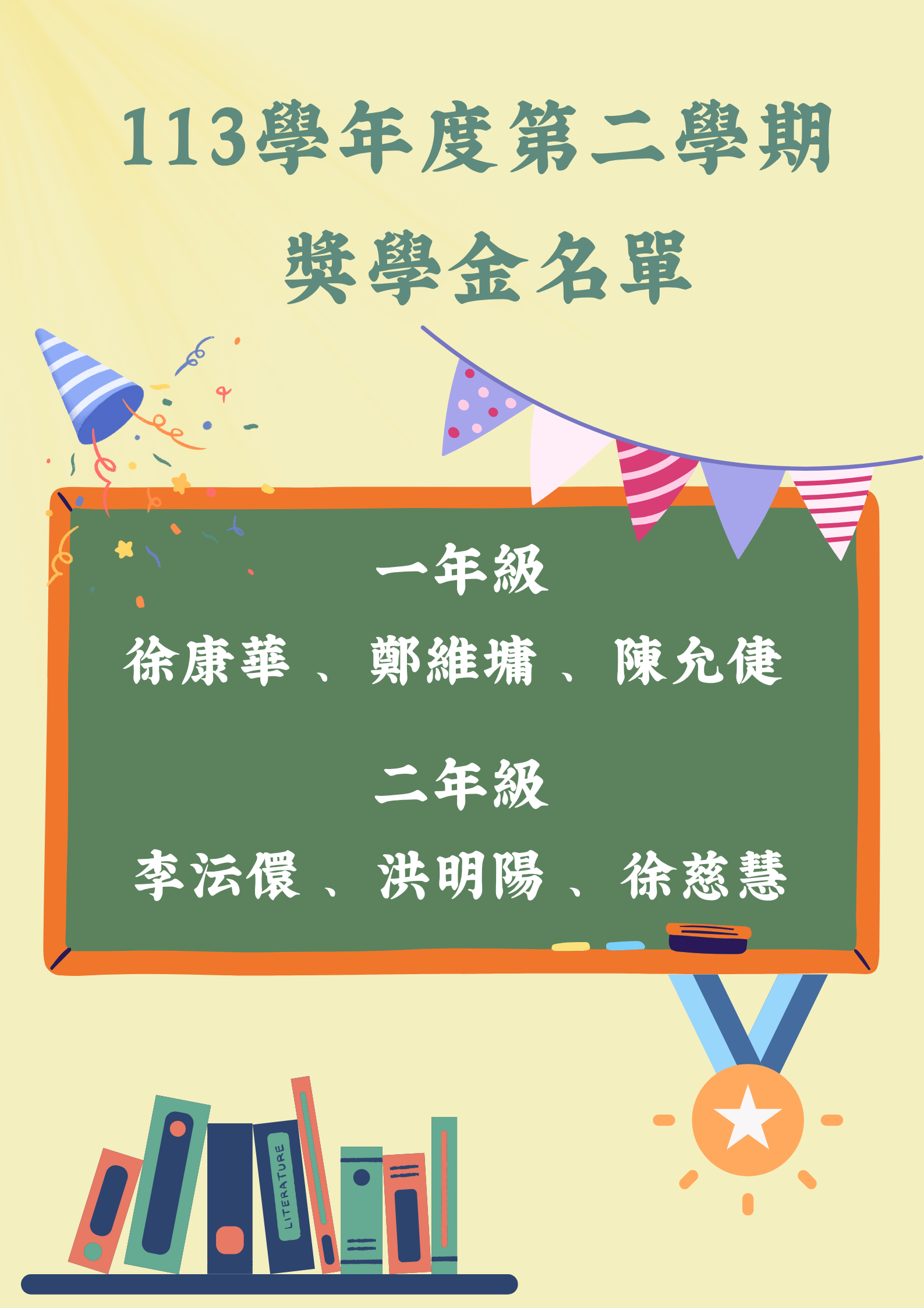 113學年度第二學期 獎學金名單